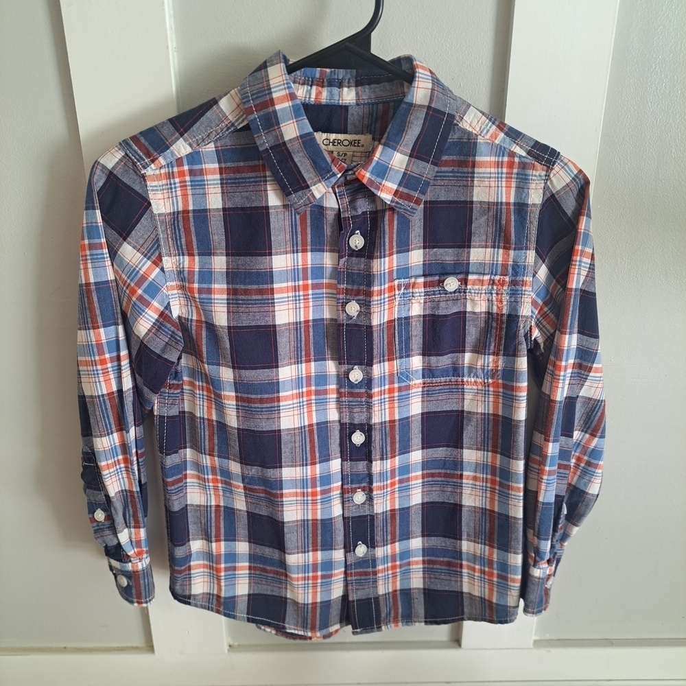 Cherokee Boys Plaid Button-Up Shirt Size 6/7